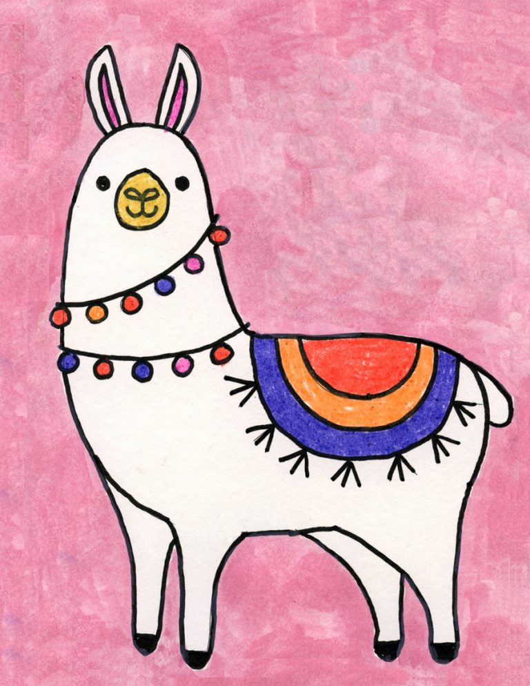 Easy How to Draw a Llama and Llama Coloring Page
