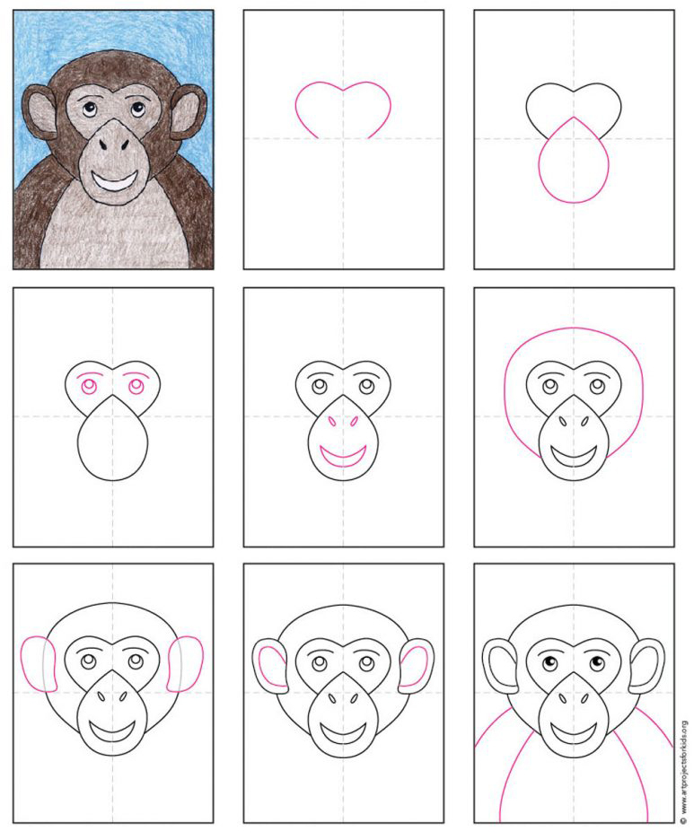 How to Draw a Monkey Face · Art Projects for Kids