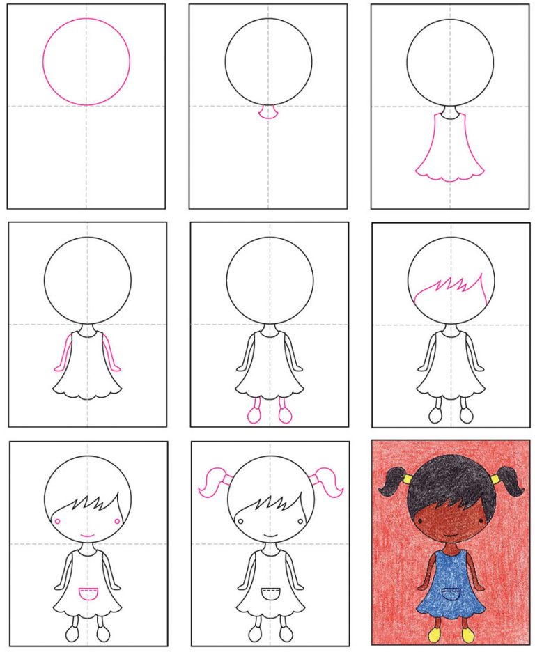 Draw a Girl with Pigtails · Art Projects for Kids