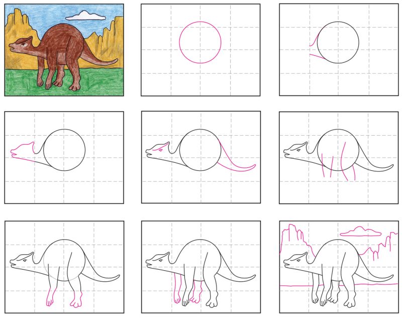 Draw a Saurolophus · Art Projects for Kids