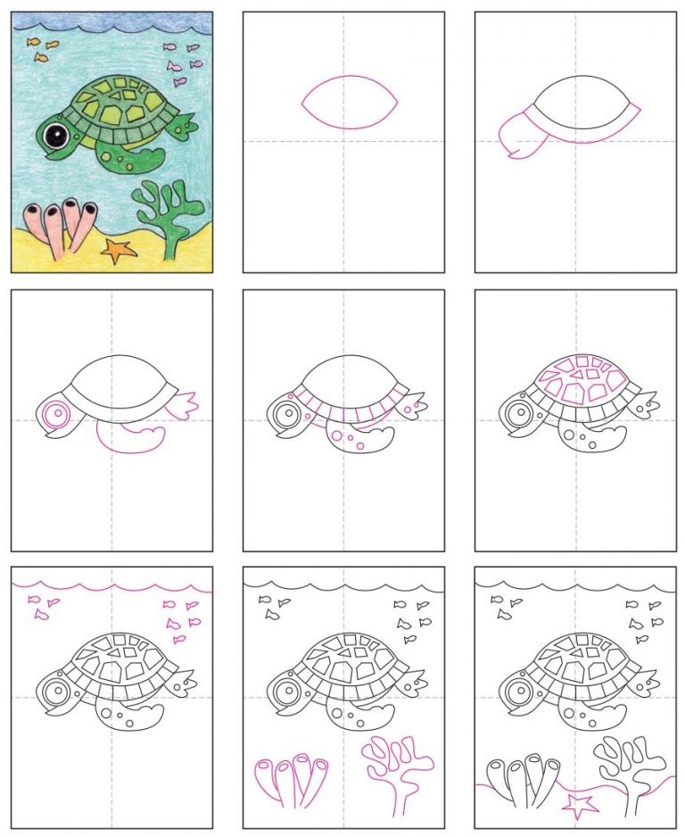 Draw an Easy Sea Turtle · Art Projects for Kids