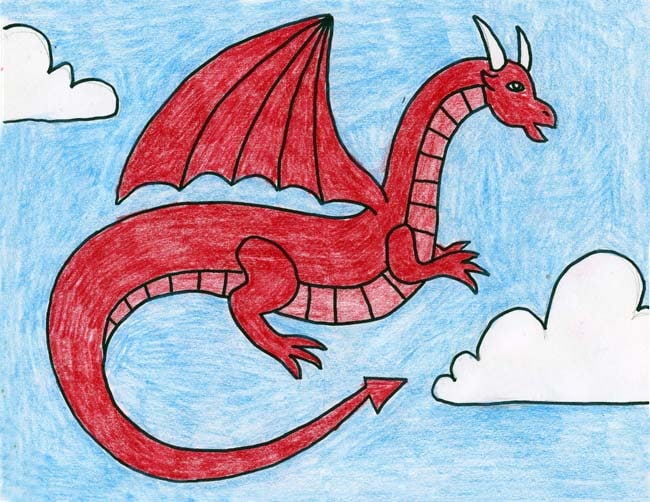 Easy How To Draw A Dragon Tutorial Video Dragon Coloring Pages