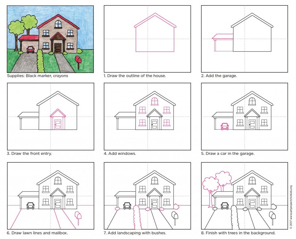 How to Draw a House · Art Projects for Kids