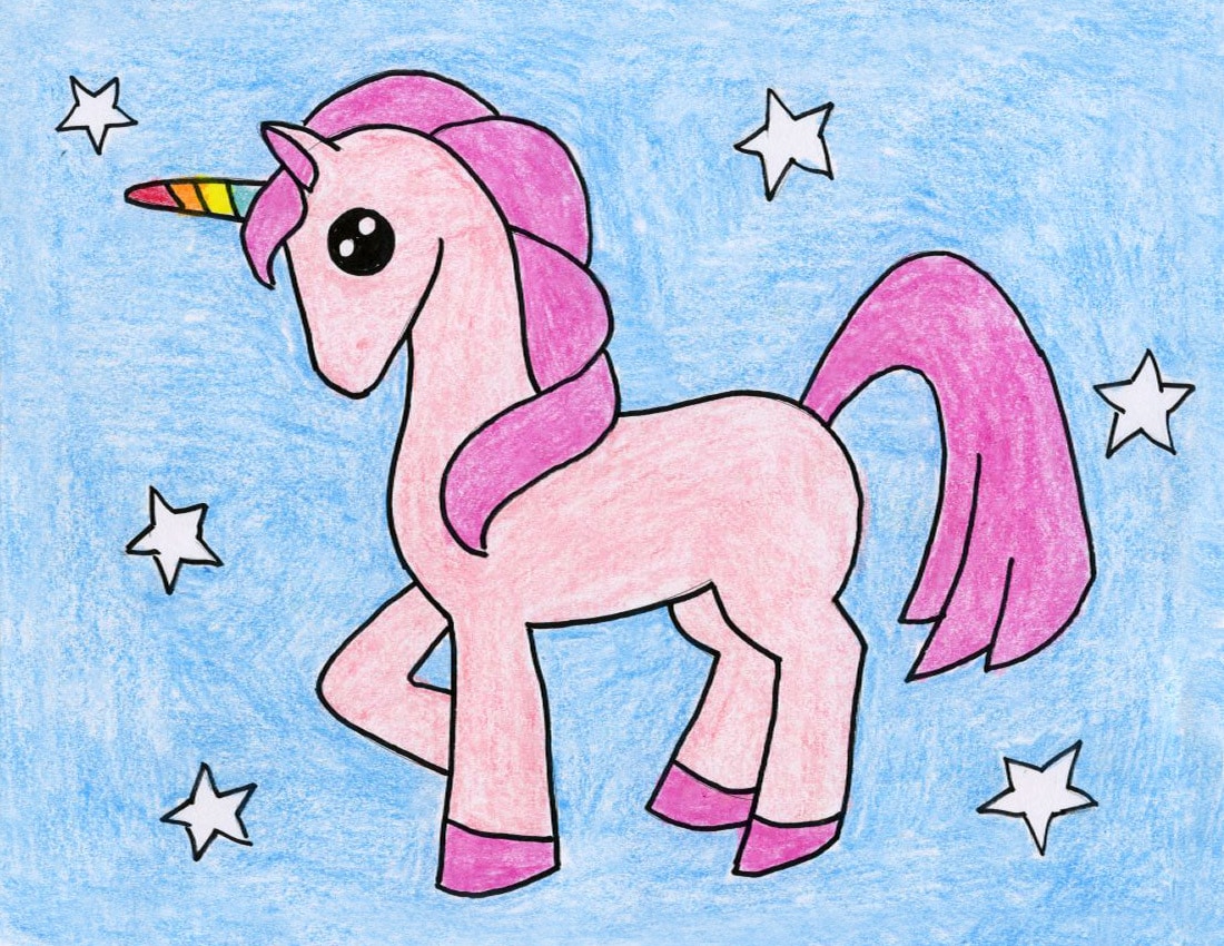 unicorn color pencil drawing