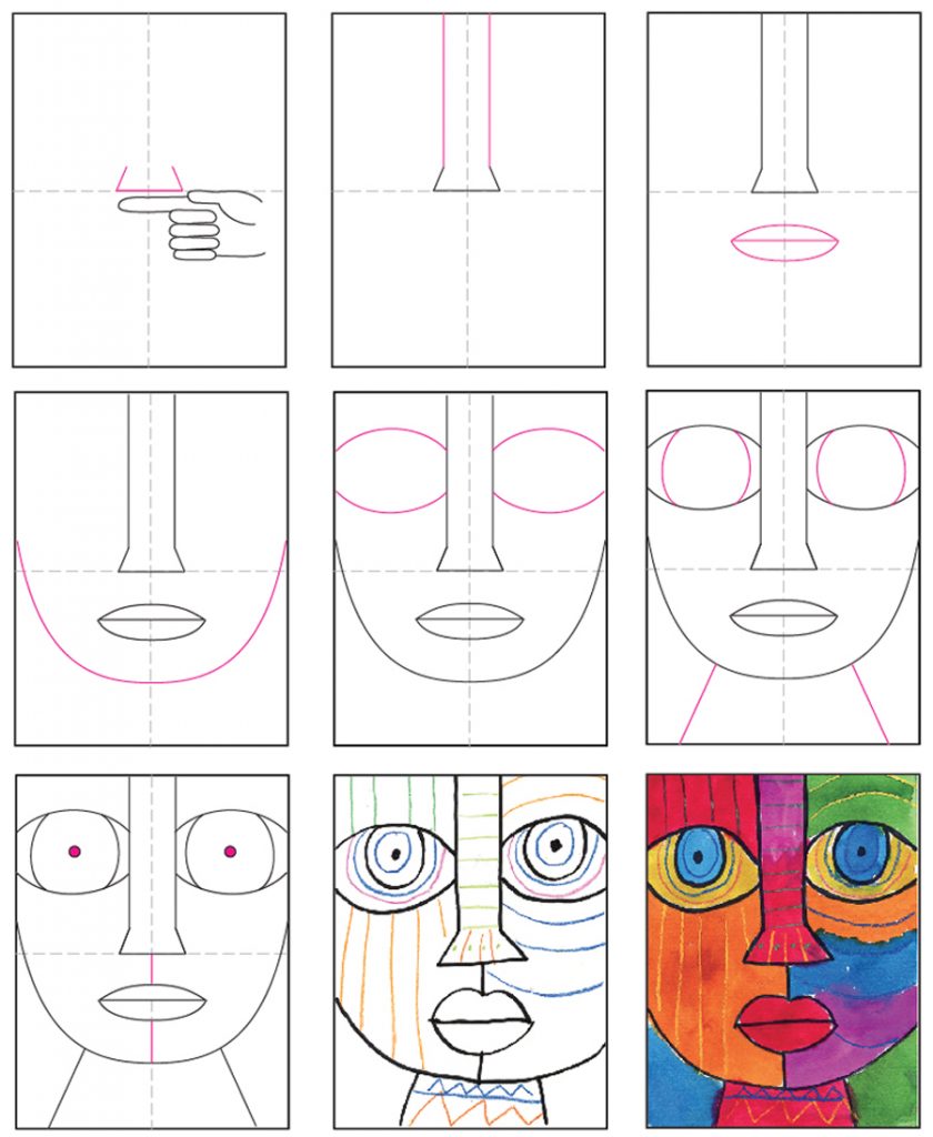 Draw an Abstract Face · Step by Step Art Lesson for Kids