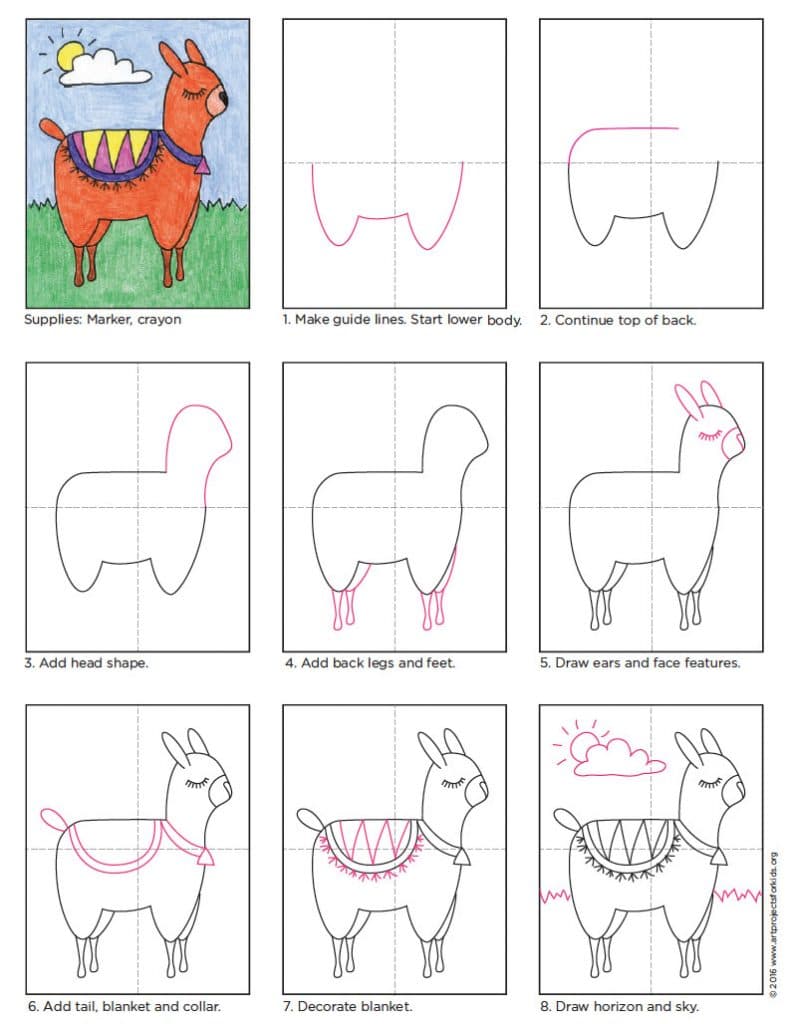 How To Draw An Alpaca · Art Projects For Kids