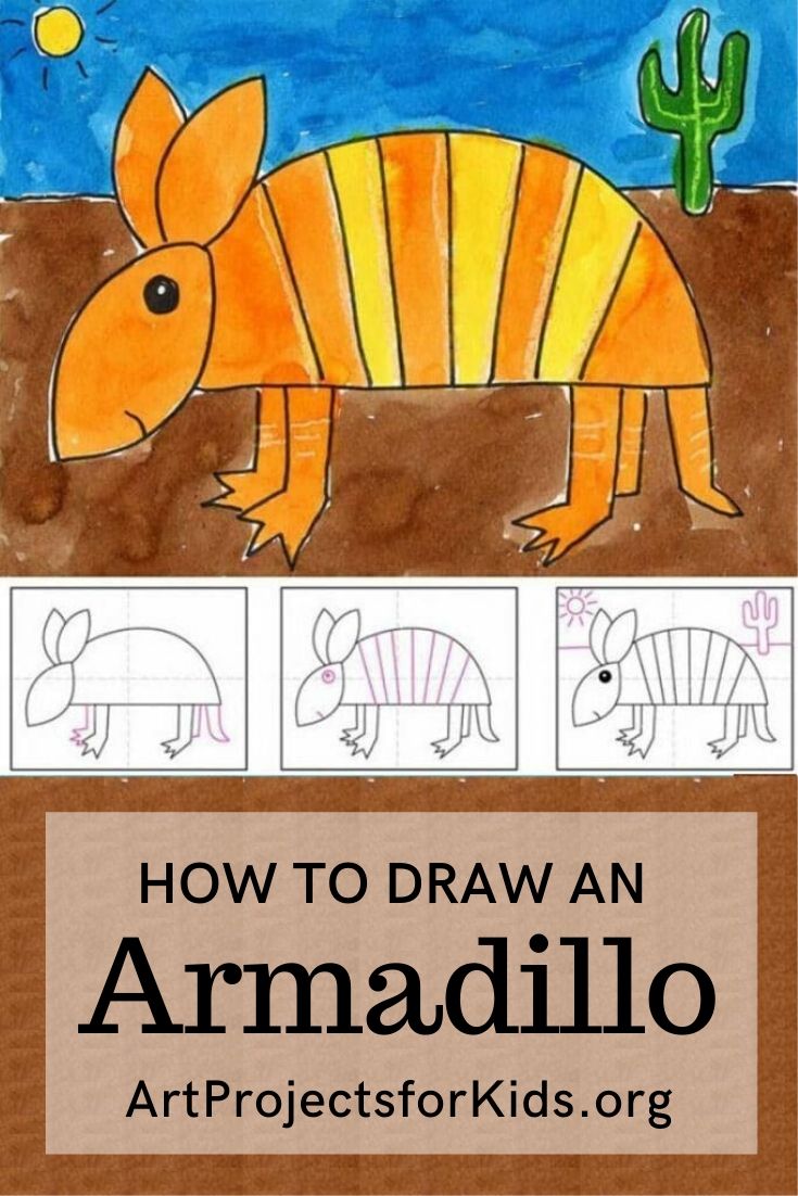 Easy How to Draw an Armadillo Tutorial and Armadillo Coloring Page