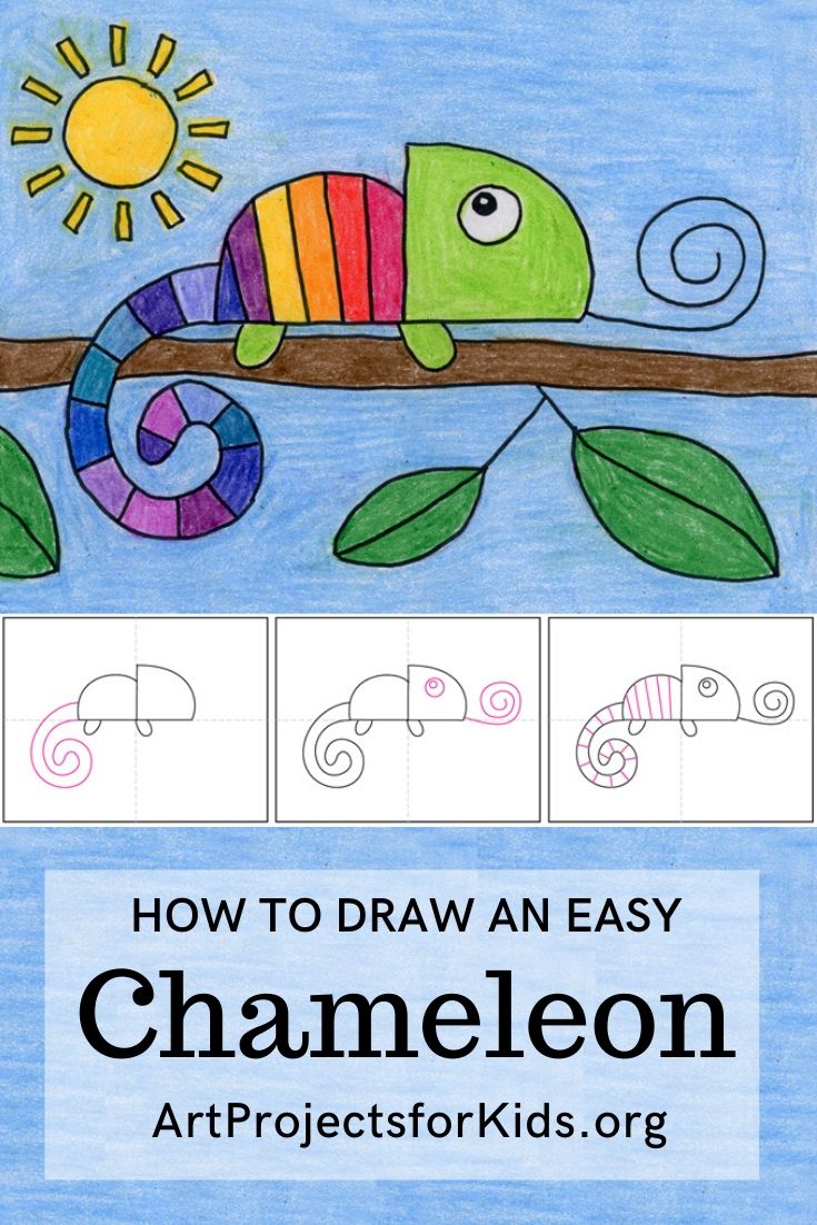 Easy How To Draw A Chameleon Tutorial And Chameleon Coloring Page