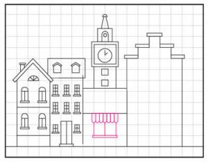 Easy How to Draw a City Tutorial and City Coloring Page