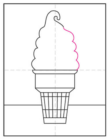 Easy How to Draw an Ice Cream Cone Tutorial Video and Coloring Page