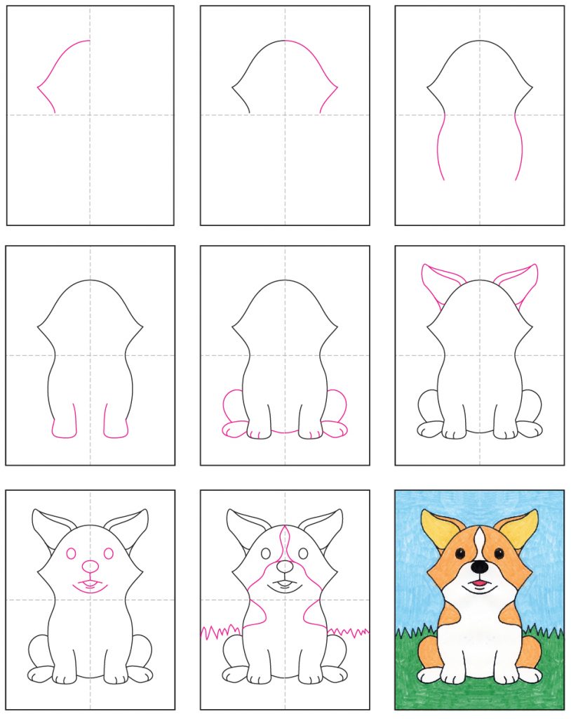 Draw a Corgi Dog · Art Projects for Kids