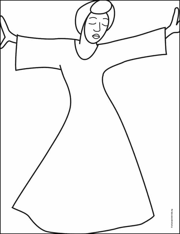Dancing Lady Coloring page, available as a free download.