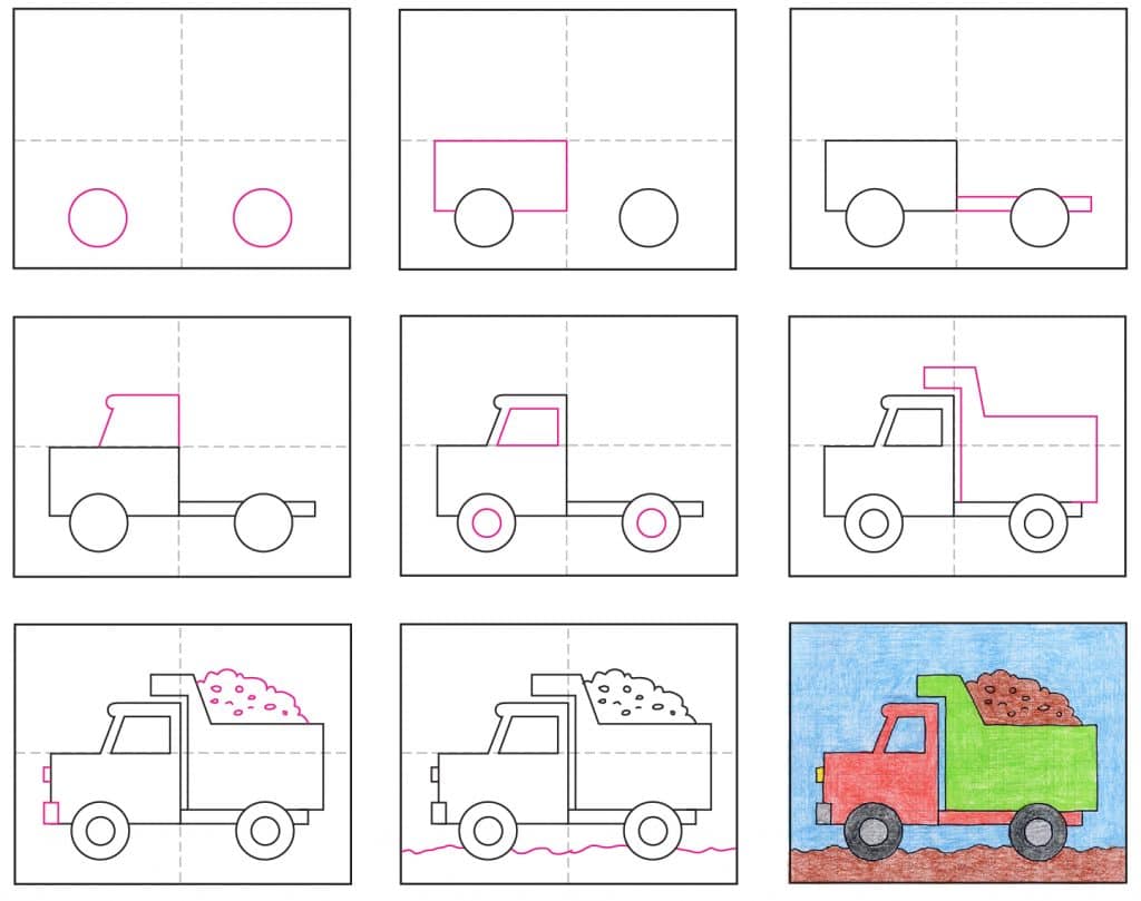 truck drawings step by step