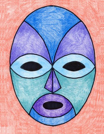 Easy How to Draw a Mask Tutorial and Mask Coloring Page · Art Projects ...