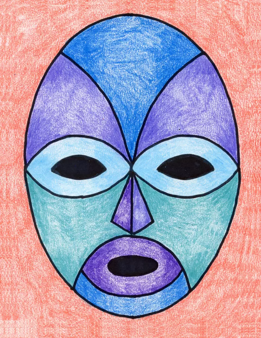 Easy How to Draw a Mask Tutorial and Mask Coloring Page