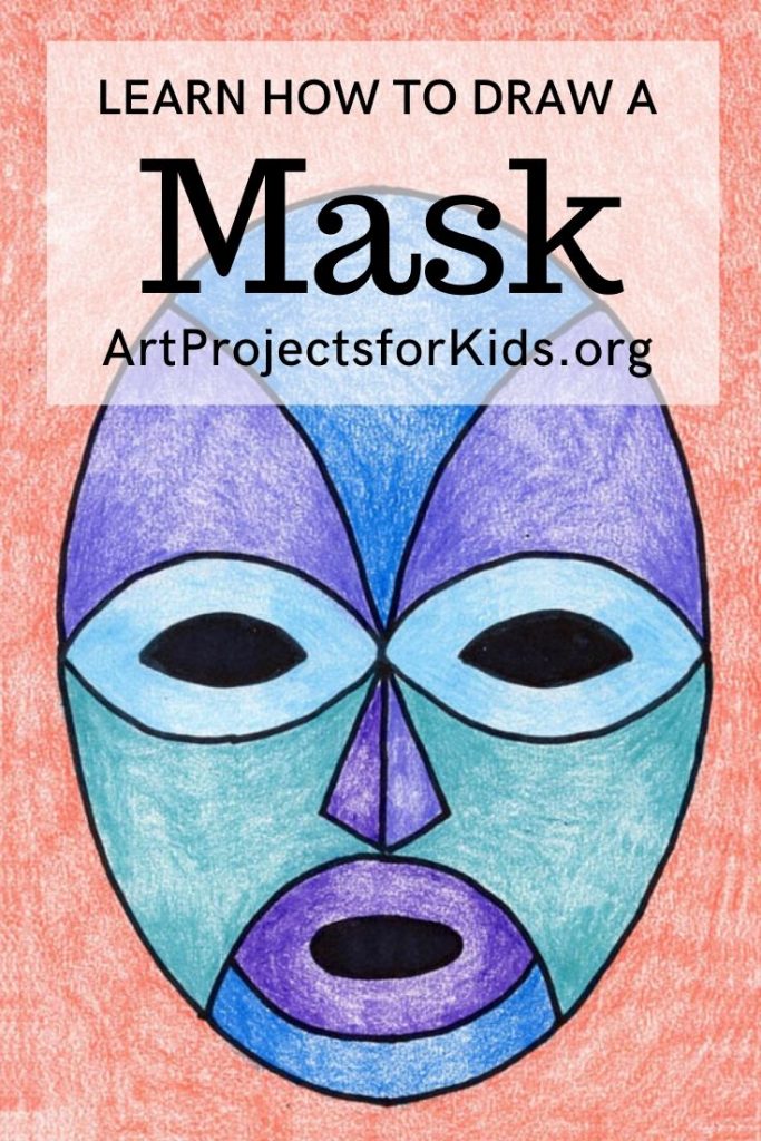 Easy How to Draw a Mask Tutorial and Mask Coloring Page · Art Projects