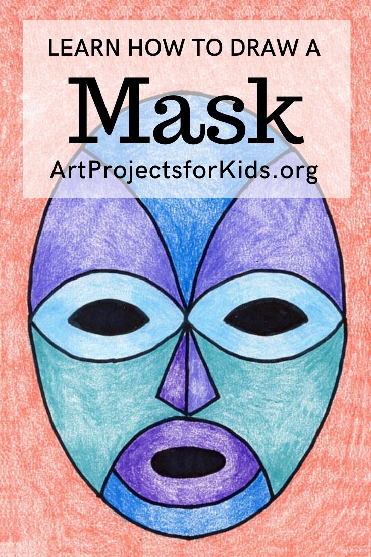 Easy How to Draw a Mask Tutorial and Mask Coloring Page · Art Projects