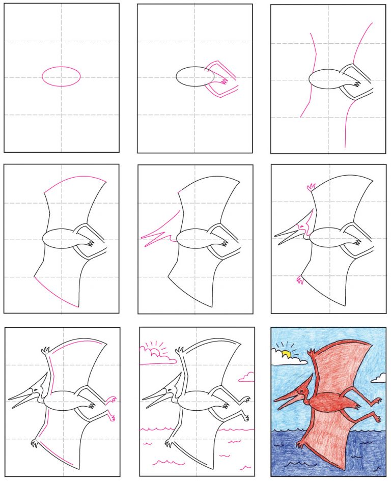 Draw a Pterodactyl · Art Projects for Kids