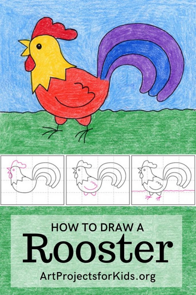 how to draw a rooster step by step