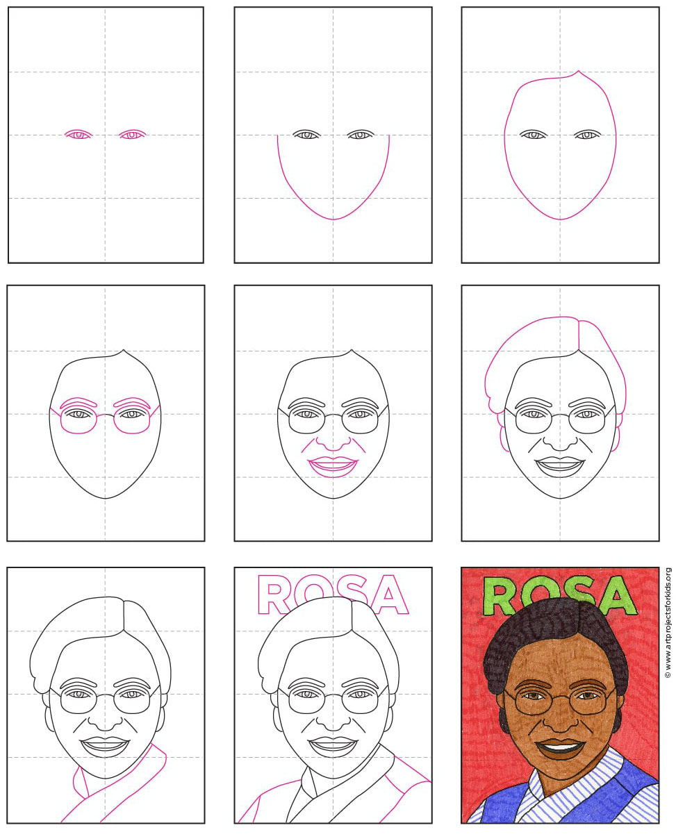 Remarkable Women How to Draw Rosa Parks · Art Projects for Kids