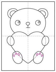 Easy How To Draw A Valentine Bear Tutorial Video & Coloring Page