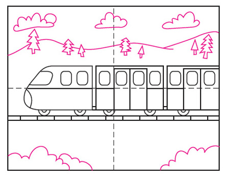 Easy How to Draw a Train Tutorial and Train Drawing Coloring Page