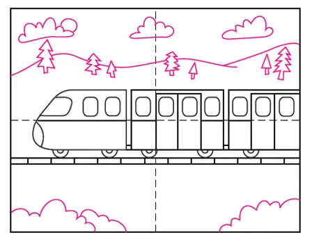 Train Drawing Tutorial - How to draw Train step by step