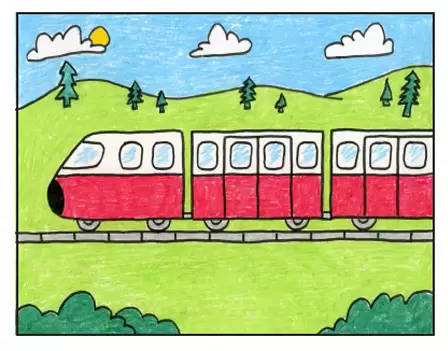how to draw a train cute and easy with this how-to video and step-by-step  drawing instructions. How to dr… | Easy drawings for kids, Easy drawings,  Drawing for kids