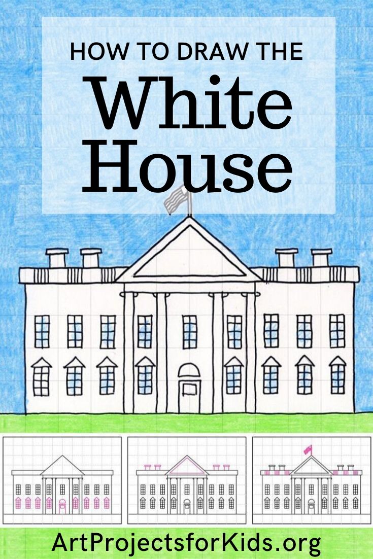 Easy Draw the White House Tutorial and White House Coloring Page · Art