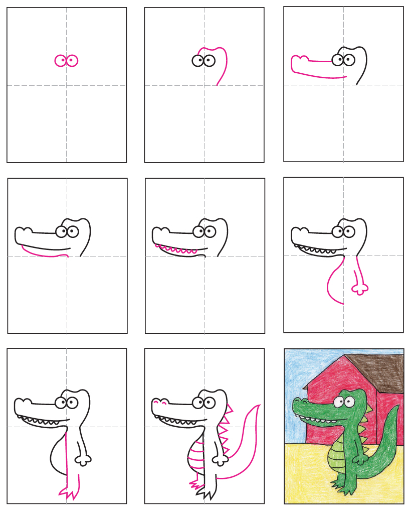 Draw A Cartoon Alligator Art Projects For Kids