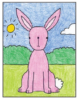 Easy Bunny Art Tutorial and Bunny Art Coloring Page · Art Projects for Kids