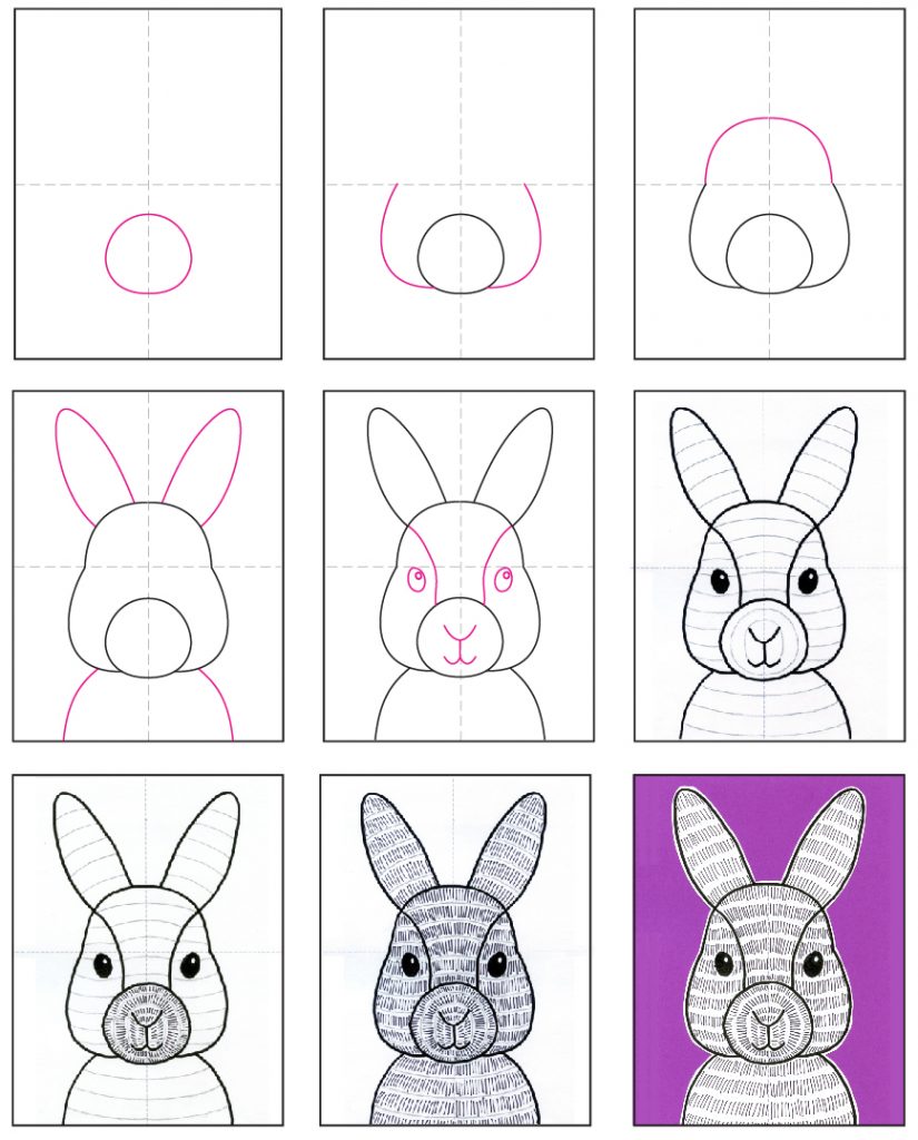 Easy How to Draw a Bunny Tutorial and Bunny Face Coloring Page