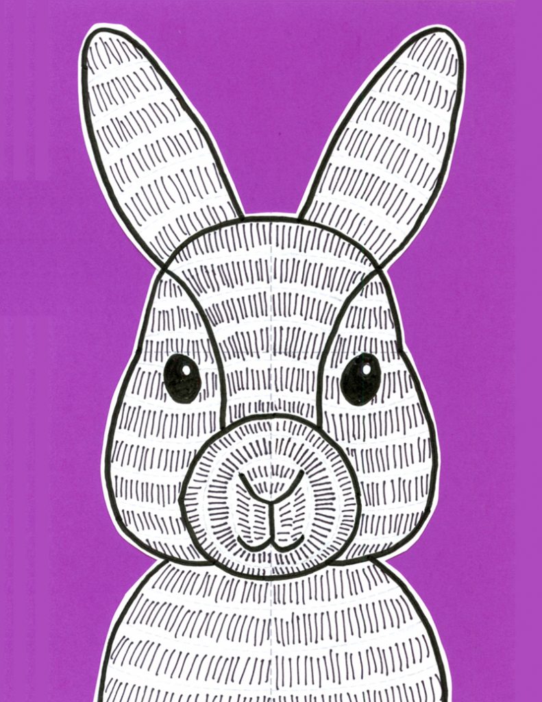 A drawing of a Bunny, made with the help of an easy step by step tutorial.