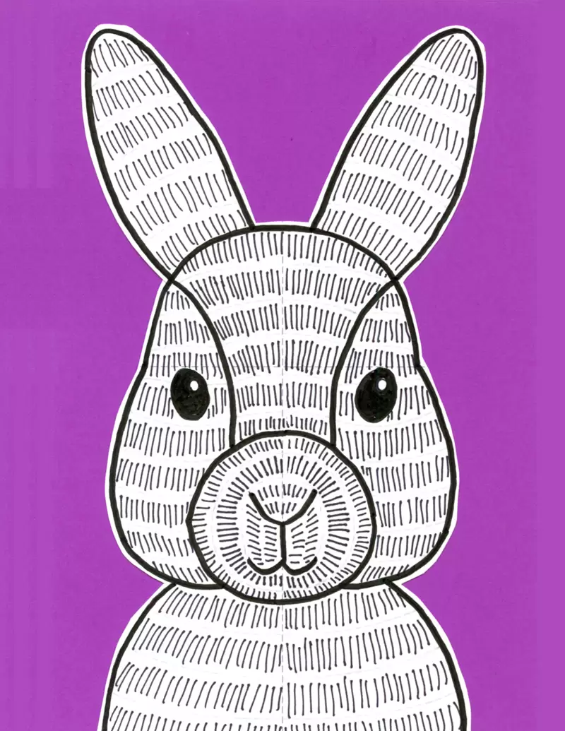 Easy How to Draw a Bunny Tutorial Video and Bunny Coloring Page