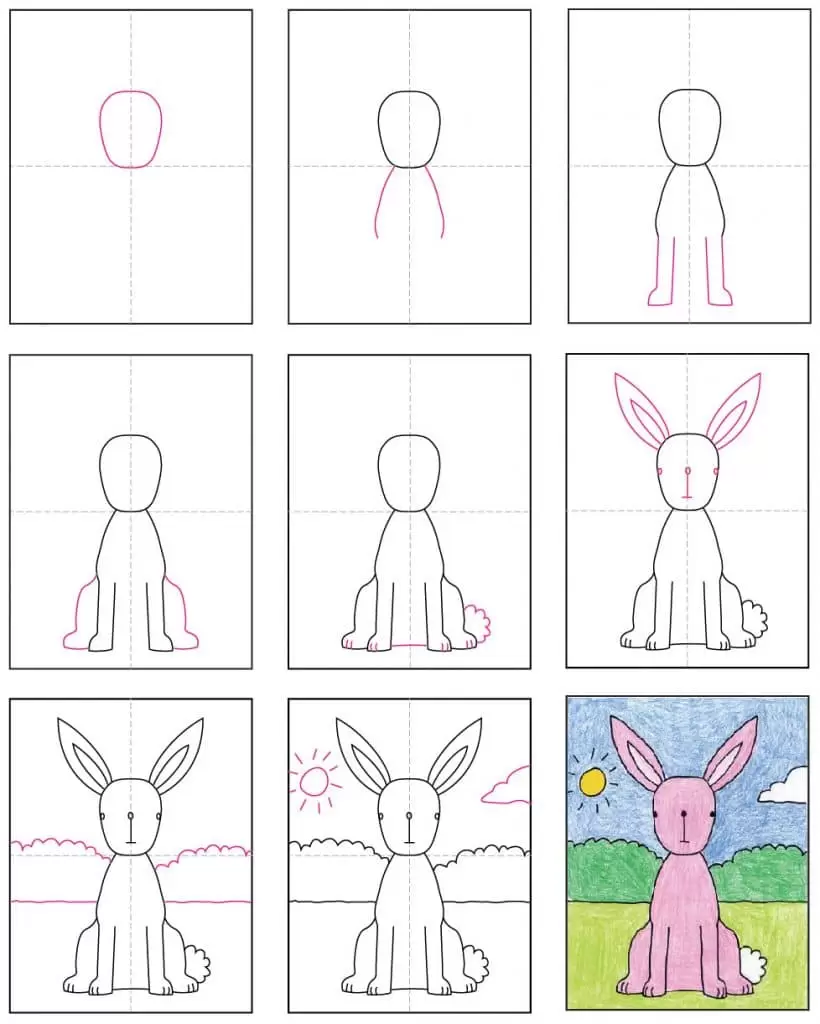 how to draw an easy bunny