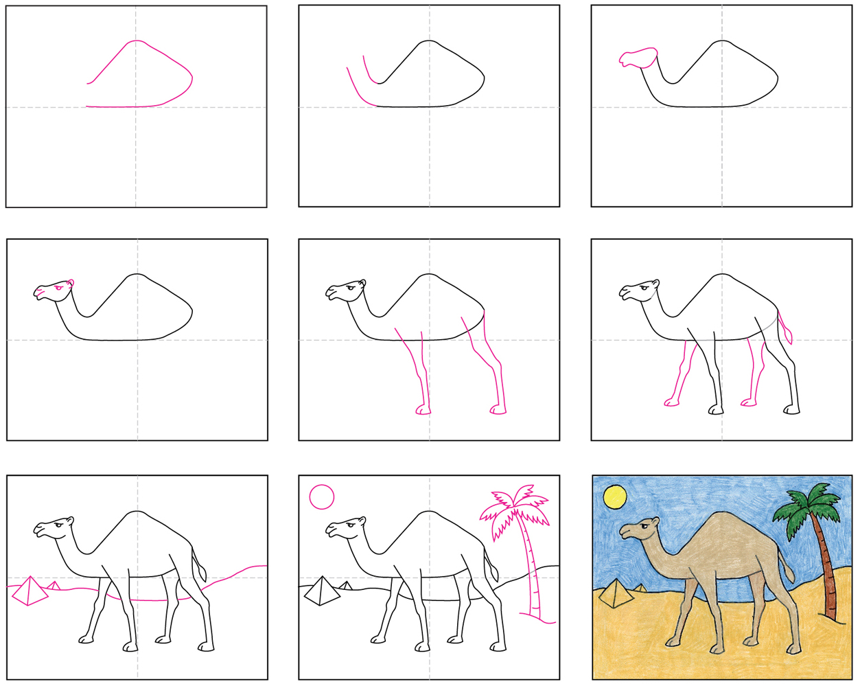 Easy How to Draw a Camel Tutorial and Camel Coloring Page