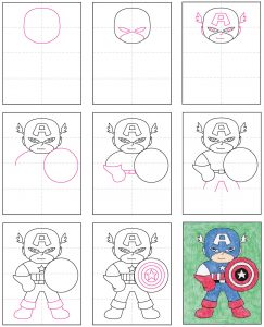 Easy How to Draw Captain America Tutorial and Coloring Page