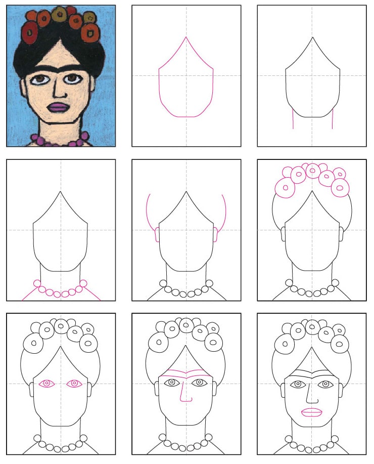 How to Draw Frida Kahlo · Art Projects for Kids