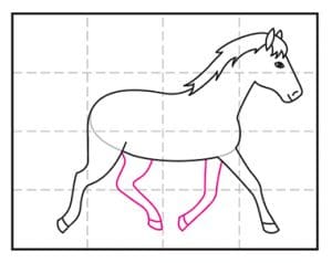 Easy How to Draw a Horse Tutorial Video and Horse Coloring Page