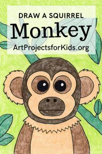 Easy How to Draw a Squirrel Monkey Tutorial and Monkey Coloring Page