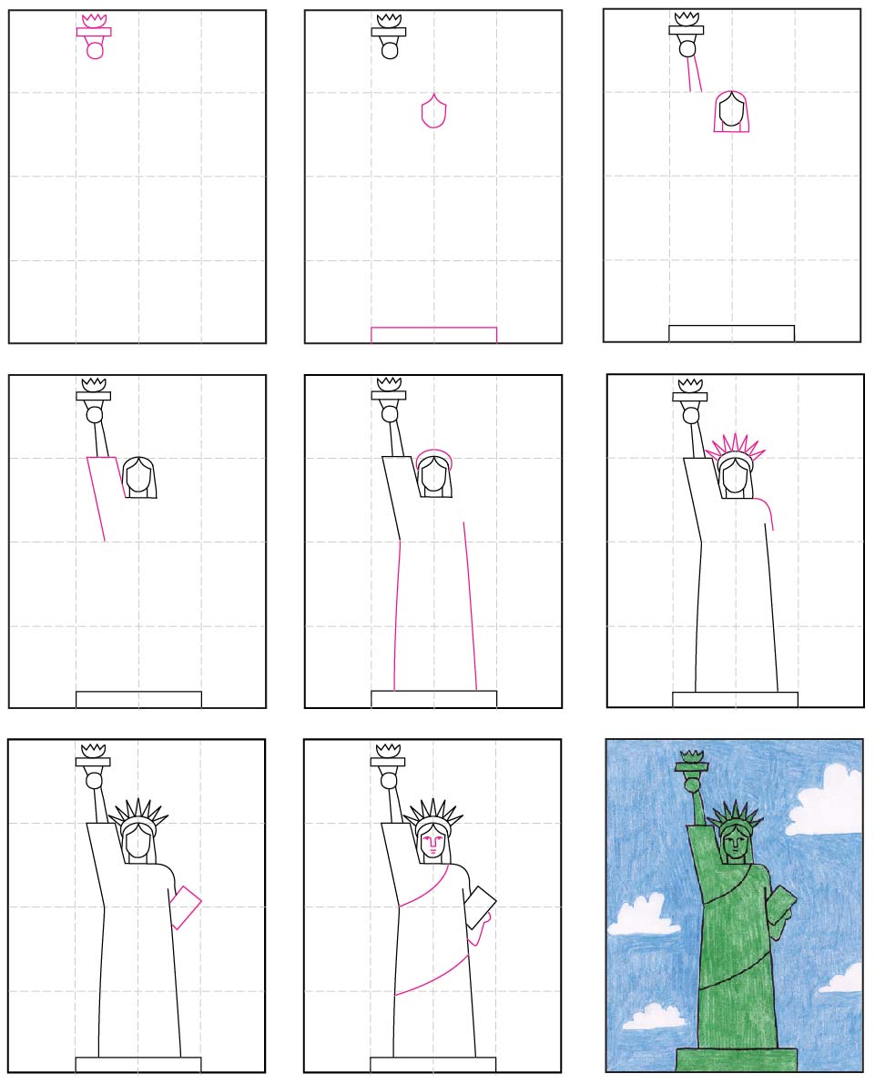 Draw an Easy Statue of Liberty · Art Projects for Kids in 2020 | Statue ...