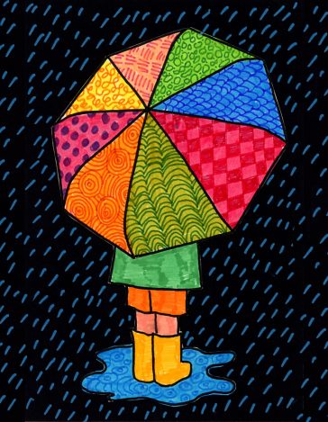 How to Draw an Umbrella: Rainy Day Art Project for Kids