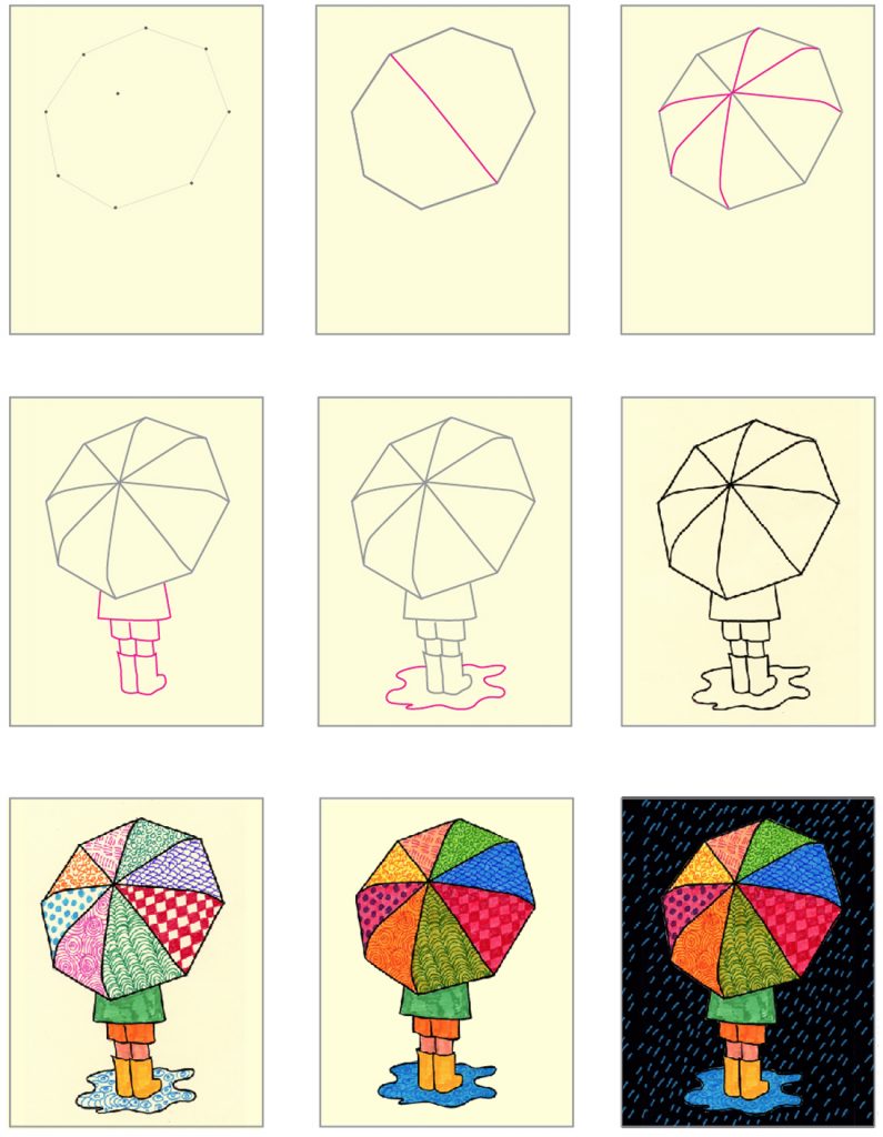 How To Draw An Umbrella Art Projects For Kids