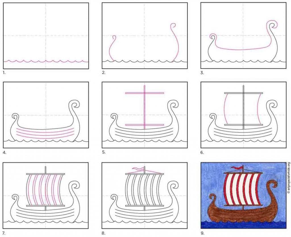 How to Draw a Viking Ship · Art Projects for Kids