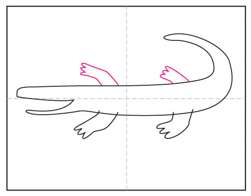 Easy How to Draw an Alligator Tutorial and Alligator Coloring Page