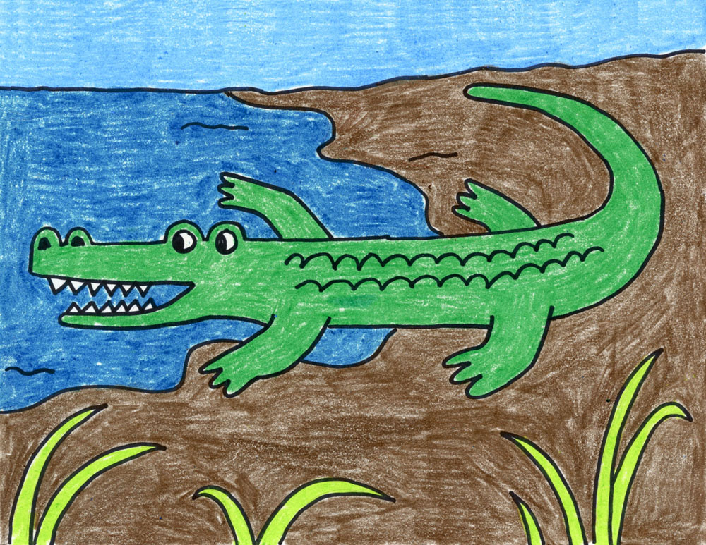 A drawing of an Alligator, made with the help of an easy step by step tutorial. 