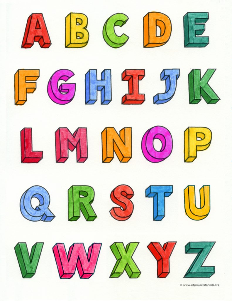 Easy How to Draw Bubble Letters Tutorial and Coloring Page