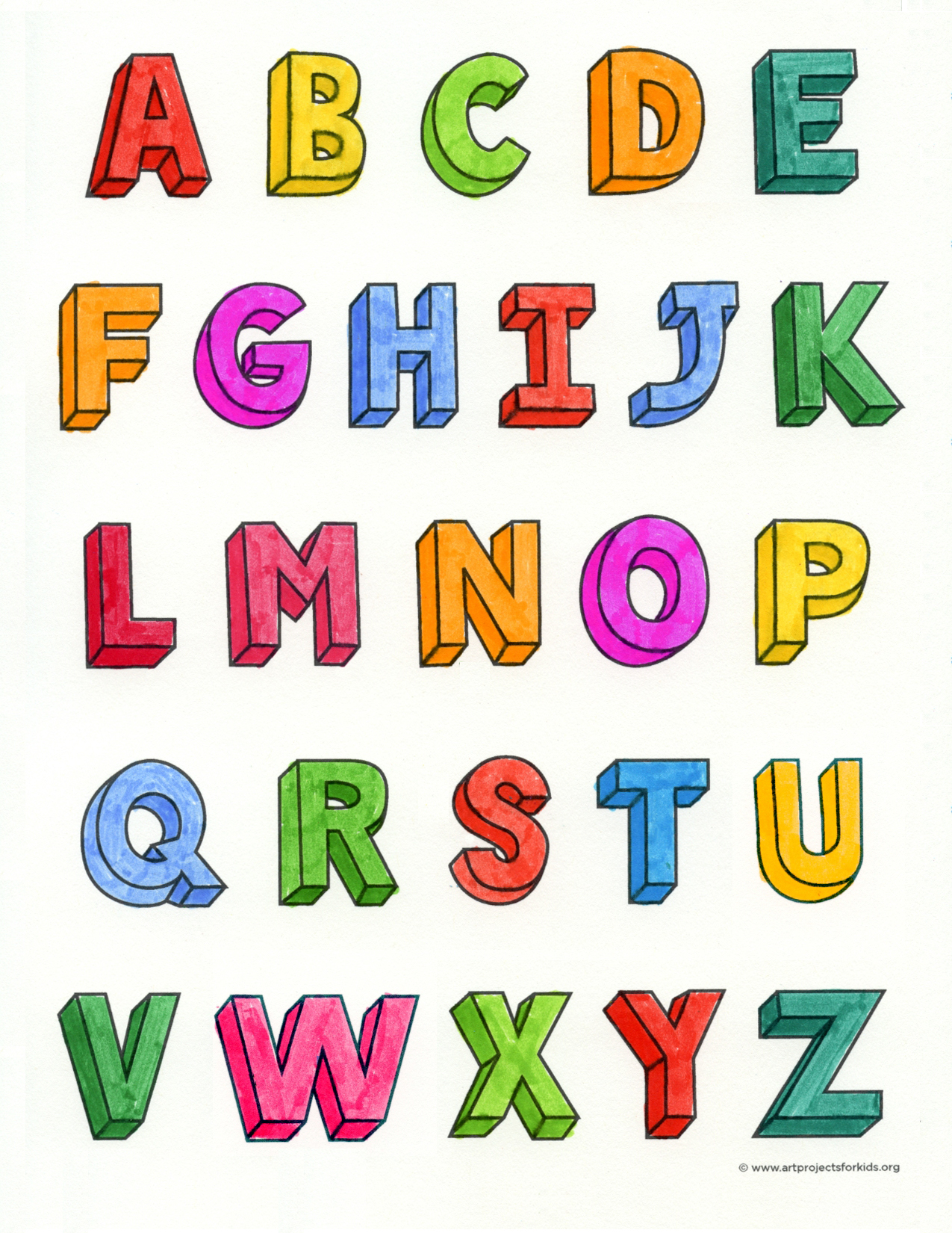 How To Draw 3d Letters Art Projects For Kids