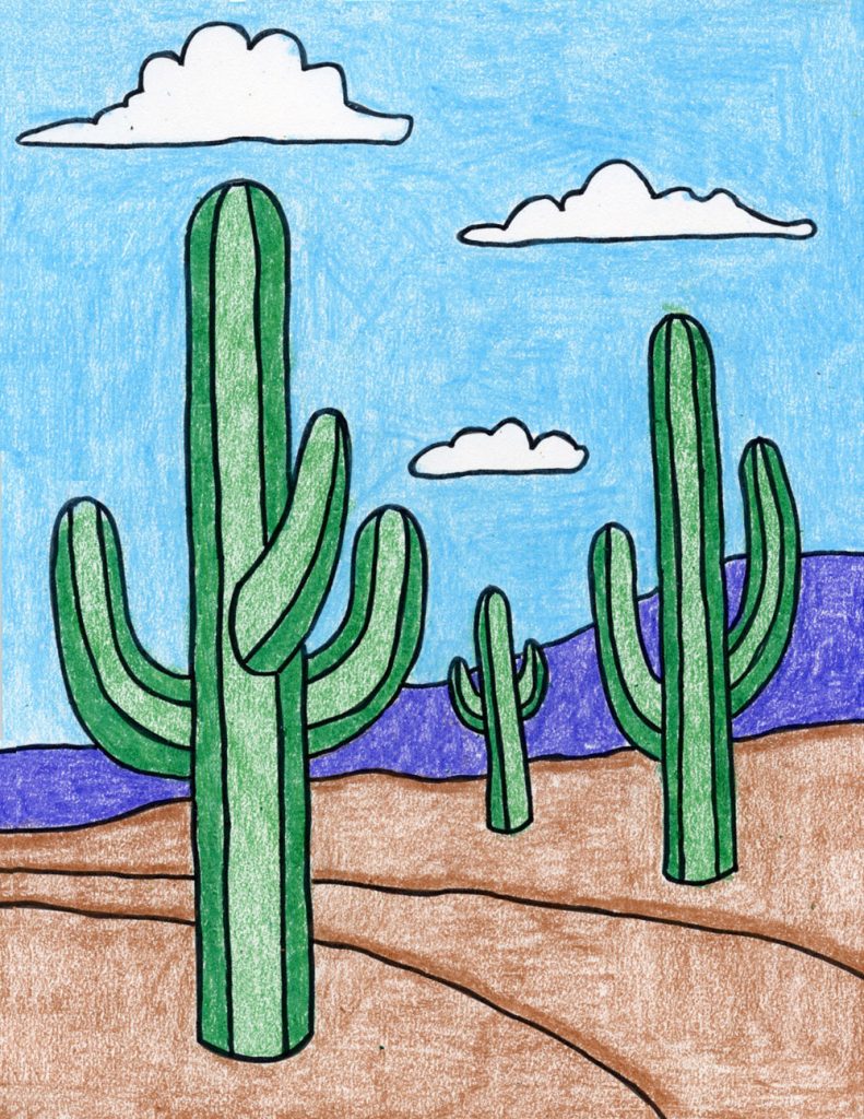 Cactus drawing tutorial