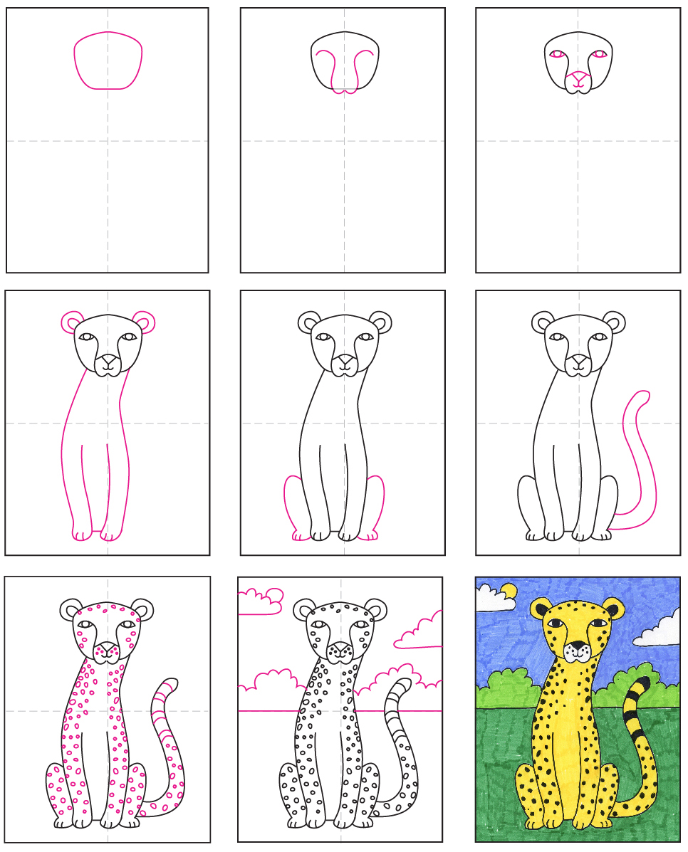 Cartoon Cheetah Drawing Easy Step By Step Cheetah Drawing Easy Cute